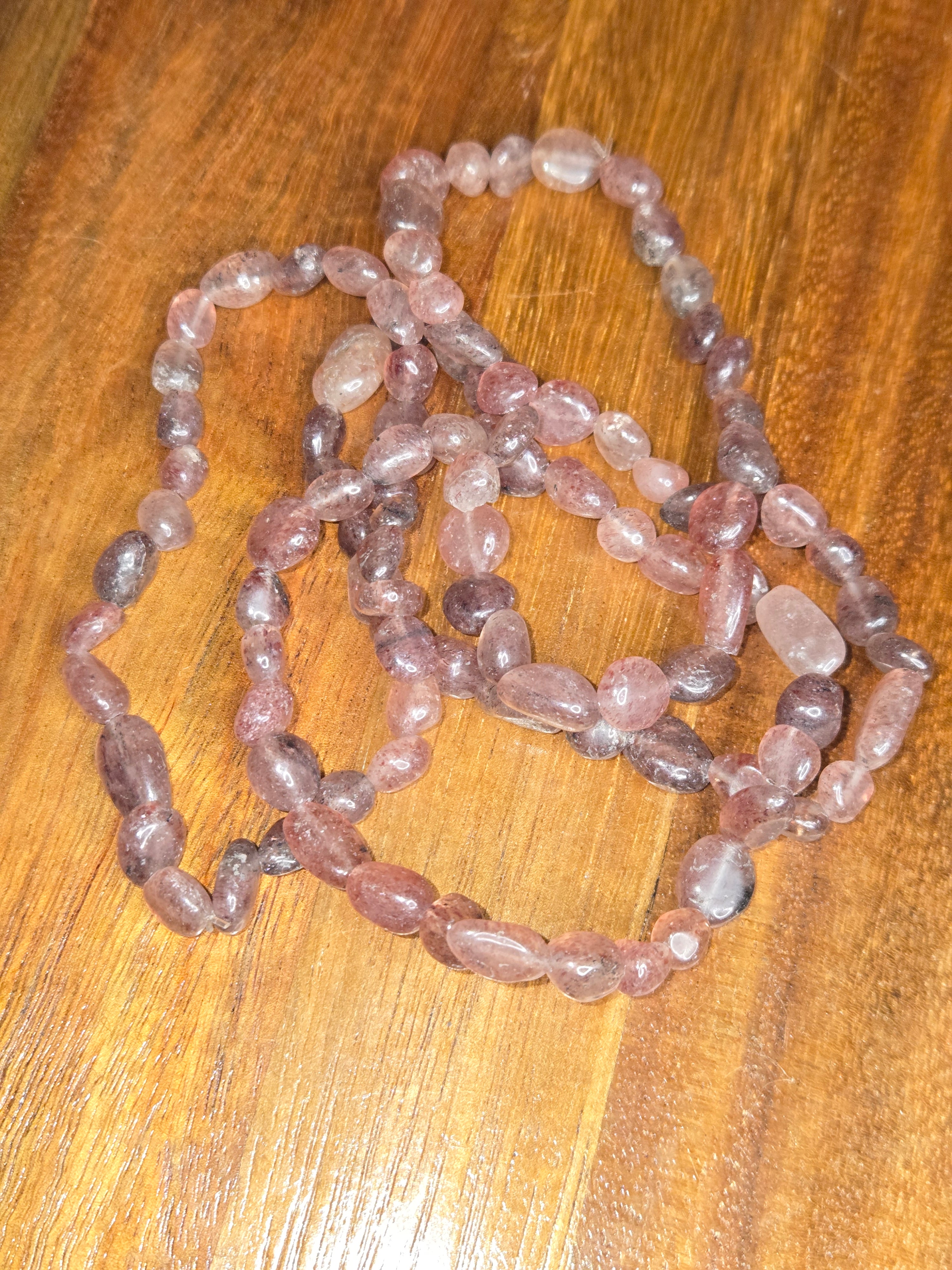 Strawberry Quartz Nugget Bracelet - Mitiko
